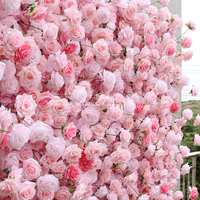 Roses artificielles en soie rose 5D, centre de table pour mariage, décoration de toile de fond de banquet, faite à la main, haute simulation
