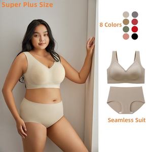 All'ingrosso taglie forti M-5XL <span class=keywords><strong>Push</strong></span> <span class=keywords><strong>up</strong></span> senza soluzione di continuità reggiseno morbido Sujetadores supporto senza fili Nipple gelatina senza cuciture mutandine del reggiseno - Product Image 2