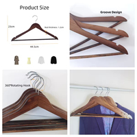 Ventes chaudes d'usine, cintres de garde-robe à un seul niveau en bois de lotus massif antidérapant pour vêtements