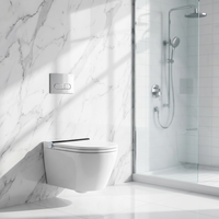 WC intelligent mural de luxe moderne avec cuvette allongée, télécommande, siège chauffant, lumière nocturne incluse, siphon en P