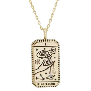 Nuevo Collar con Colgante de Carta del Tarot, Colgante de Pintura al Óleo Conmemorativa Étnica Retro de Moda, Estilo Étnico - Product Image 3