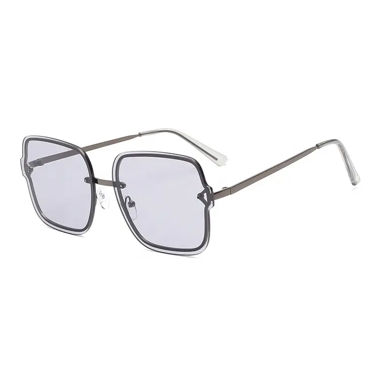 modern new clear black dark shades sunglasses mens sunglasses metal rimless sunglasses square light frame unisex glasses