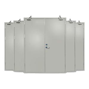 Porte de sortie de secours en acier inoxydable de style moderne avec grille de ventilation basse pour application d'entrée de supermarché - Product Image 1