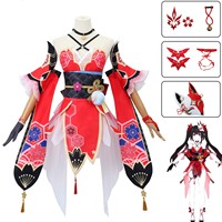 Ensemble complet de costume de personnage d'anime Lolita comprenant robe, masque et perruque pour femmes, fête d'Halloween, cosplay