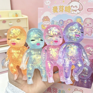 ตุ๊กตาเด็กกลิตเตอร์กระตุ้นประสาทสัมผัสแบบค่อยๆ คืนรูป ยืดหยุ่นสูง ของเล่นบีบเล่นเพื่อคลายเครียด ทำจากมาลโทส TPR สำหรับใช้ในบ้าน - Product Image 1