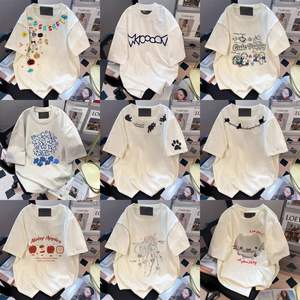 Camiseta Vintage de Verano, Informal, Holgada, de Manga Corta, Talla Grande, con Estampado de Letras y Parches, Transpirable, 100% Algodón, Venta al Por Mayor - Product Image 4