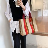 Sac fourre-tout vintage en toile, sac de week-end, grand sac fourre-tout simple de haute qualité et grande capacité, sac à main de luxe rayé pour femme