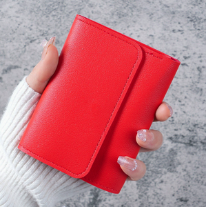 Portefeuille Tri-Pli en Cuir PU Fait Main pour Femme, Court, Fin et Simple, Porte-Cartes, Prix Usine, Cadeau Promotionnel, Logo Personnalisé - Product Image 4