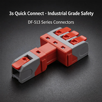 Conector de Cable Tipo T DF-513, 1 Entrada y 3 Salidas, Bloque de Terminales Empalmable, Divisor de Cable Modular, 32A 450V CE, Conector Rápido
