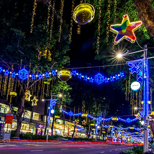 การติดตั้งไฟประดับคริสต์มาสแบบครอสสตรีทพร้อมลวดลาย LED รูปทรงประติมากรรมสำหรับบรรยากาศวันหยุดยุคใหม่ - Product Image 1