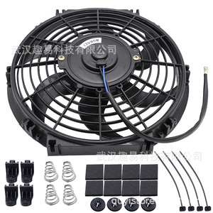 พัดลมคอนเดนเซอร์ใบพัดโค้ง 6 ใบ ขนาด 10 นิ้ว 12V 80W สำหรับอุปกรณ์ทำความเย็น ปรับแต่งรถยนต์ - Product Image 1