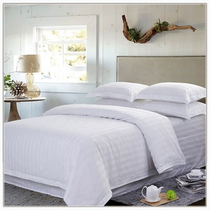Drap de lit en tissu 100% coton doux à rayures, literie d'hôtel, bord 1000 fils, <span class=keywords><strong>blanc</strong></span> - Product Image 1