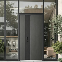 Porte d'entrée de sécurité en acier robuste moderne avec serrure intelligente automatique antivol, résistance au feu 60 minutes, pour usage extérieur de villas et hôtels