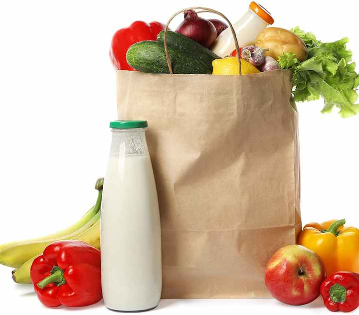 OUTUXED 45-Count Brown Kraft Paper Bags With Handles [3 Sizes 8-12.6