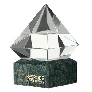 ADL New Design K9 High-Quality Clear Diamond Stone Base Customized Logo Crystal Glass Trophy Awards