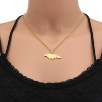 Collier chaîne en acier inoxydable doré à la mode avec motif de carte de la Jamaïque, cadeau tendance
