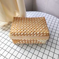 Boîte de rangement rectangulaire pour bureau, panier tissé à la main, panier cadeau vintage en bambou, vente en gros