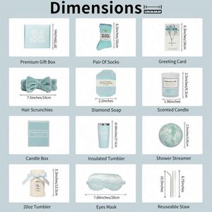 ชุดของขวัญสำหรับวันรับปริญญาและของที่ระลึกสำหรับองค์กร ประกอบด้วยแปรงล้างแก้วหลอดดูดน้ำสีฟ้าอ่อน ซีรีส์ OEM แบบกำหนดเอง และผ้าปิดตาสำหรับอาบน้ำ - Product Image 3