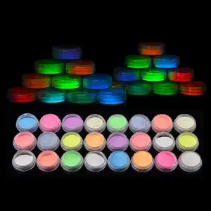 Long Lasting Glowing Neon Pigment 12 Colors Eco- Friendly Luminous Paint Phosphorescent Powder