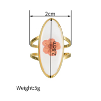 Bijoux délicats, bague en acier inoxydable plaqué or 18 carats, forme ovale, véritable fleur de prune éternelle colorée pour filles