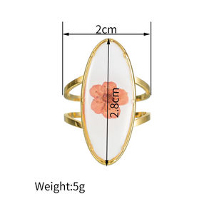 Anillo Delicado de Flor de Ciruelo Eterna Colorida Real, Chapado en Oro de 18K, de Acero Inoxidable, Forma Ovalada, para Niñas - Product Image 6