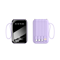 Power Bank portabel Mini 10000mAh, dengan lampu LED pengisian cepat & 4 in1 kabel bawaan Promosi stasiun daya OEM
