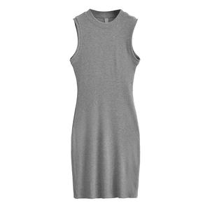 Abito <span class=keywords><strong>Midi</strong></span> in <span class=keywords><strong>cotone</strong></span> modale personalizzato a costine vestiti da donna da donna abito senza maniche aderente abito Casual canottiera - Product Image 3