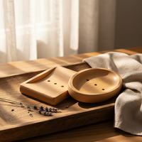 Support à Savon Ovale en Bois de Hêtre Moderne et Tendance, Écologique, Antidérapant, avec Drainage, pour Salle de Bain et Toilettes, Accessoire de Soin Corporel, pour Coiffeuse