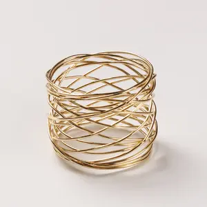 Metal Round Mesh Napkin Rings Gold Napkin Holders For Table Decoration Dinner Party Wedding