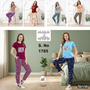 Conjunto de Pijama Estampado 100% Algodón para Mujer, Talla Grande, Camiseta de Manga Corta y Pantalones, Ropa de Dormir para Verano - Product Image 5