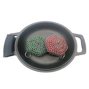 Metalen Pan Schraper Pot Reinigingsborstels Rvs Gietijzer Cleaner Chainmail Scrubber <span class=keywords><strong>Pad</strong></span> Met Ring - Product Image 5