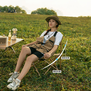 Chaise pliante 41x60x66cm ronde, portable, pour extérieur, jardin, camping, avec dossier et soutien lombaire - Product Image 1