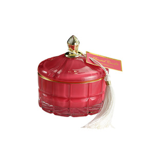 Commercio all'ingrosso moderno lusso colorato oro bordo di vetro candele vasi e barattoli di candela con coperchio - Product Image 5