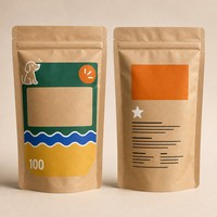 Sachet alimentaire personnalisé en papier kraft imprimé, pochette verticale refermable avec fermeture éclair pour aliments