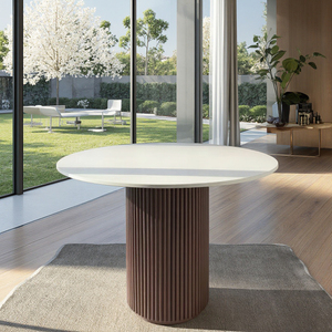 Japón diseño forma redonda 1,35 dia hogar comedor muebles de madera maciza moderno italiano cena <span class=keywords><strong>Centro</strong></span> mesas Villa mesa de comer - Product Image 5