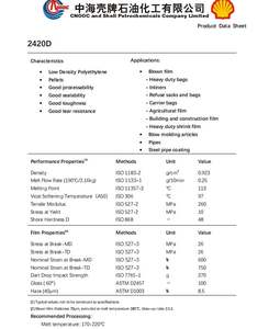 Gránulos de Plástico Virgen LDPE 2420D de CNOOC Shell, Grado para Bolsas Resistentes, Grado para Tuberías, Alto Flujo, 25 kg/bolsa, Grado para Películas Antibloqueo - Product Image 3