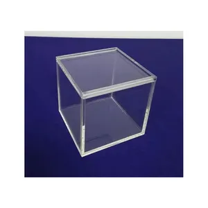 透明亚克力立方体滑盖盒方形亚克力礼品盒带滑盖透明亚克力储物盒带滑盖