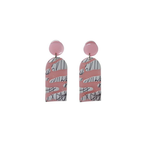 Painted Drop Earrings <b>Pink</b> Abstract Resin Fashion <b>Jewelry</b> Women's Accessories 12Pcs Ref47160-16 - Product Image 2