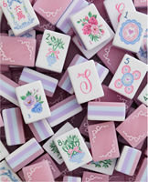 Set Ubin Mahjong Amerika Warna Merah Muda yang Menawan, Tahan Lama untuk Hiburan Pesta Poker dan Kasino, Koleksi Hadiah Wanita