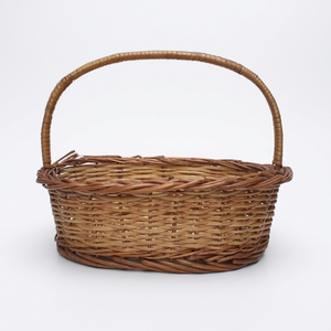 Oval Shape Handmade Bamboo Fruit Basket Rounded Handle Eco-friendly Feng Shui Polished <b>Wood</b> Finish Tableware Love Theme Home - Product Image 1