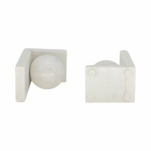 Fermalibri a forma di L in marmo con decorazione a sfera per scaffali, ufficio, scrivania - Product Image 5