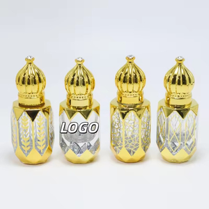 Botellas de Vidrio Vacías de Lujo para Perfumes y Aceites Esenciales, Estilo Árabe Dorado - Product Image 1