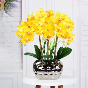 OH ARTS High Quality Real Touch Orchid <b>Artificial</b> Flower Luxury Ceramic Pot Home Hotel Wedding Decor Realistic Silk Indoor Table - Product Image 2
