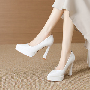 <span class=keywords><strong>Zapatos</strong></span> de Vestir Formales de Tacón Cuadrado para <span class=keywords><strong>Mujer</strong></span>, Impermeables, con Plataforma, Punta Puntiaguda, de <span class=keywords><strong>Charol</strong></span> Negro, a la Moda, para Club Nocturno o Trabajo - Product Image 5