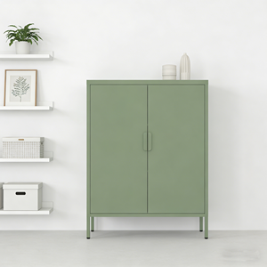 Armário Buffet de Metal Verde para Sala de Estar, com 2 Portas, Estilo Moderno de Armário Expositor - Product Image 2
