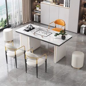 Juego de mesa de té de lujo ligero con superficie de piedra y almacenamiento para sala de estar u oficina - Product Image 4