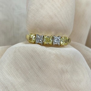 <b>Cushion</b> Princess Cut Lab-Grown Diamond 0.70CT 5-Piece <b>Wedding</b> Band 14k Yellow Gold IGI Certified VVS+ Clarity Women's <b>Ring</b> - Product Image 3