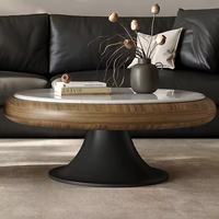 Table basse ronde en pierre frittée, style moderne et luxueux, pour salon, table basse minimaliste en bois, ensemble de tables basses