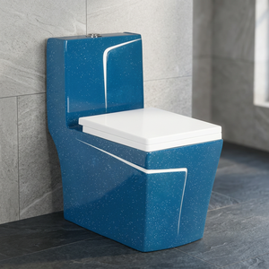 WC monobloc moderne noir en céramique, cuvette de toilette à poser au sol, équipement sanitaire - Product Image 6
