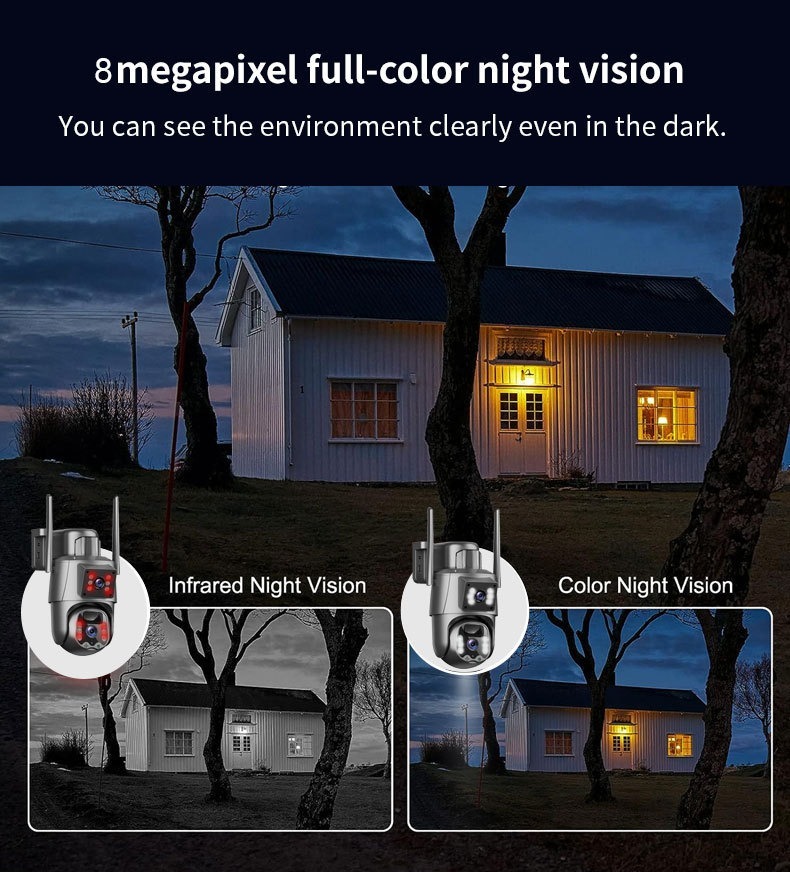Solar Security Camera 4K High Quality Home Use WiFi Camera 8MP Ultra-clear Binocular Dual-screen Wireless WiFi Network Monitor · image 6
